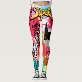 Leggings Graffiti único y llamativo Pintura en spray modern