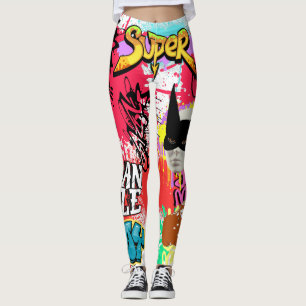 Leggings Graffiti único y llamativo Pintura en spray modern