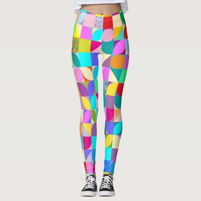 Leggings Gráfica de diversiones geométricas coloridas (Anverso)