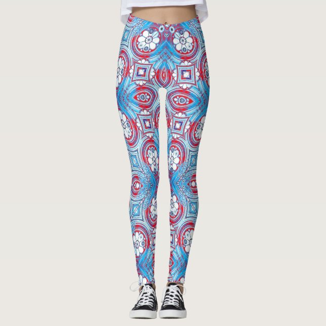 Leggings Gráfica floral digital arte giratorio moderno (Anverso)