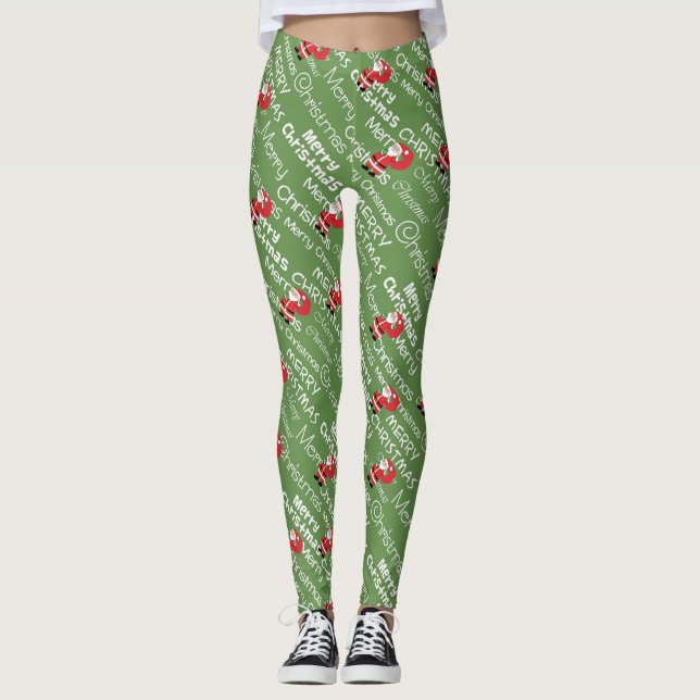 Leggings Gráfica navideña de Santa y Merry (Anverso)