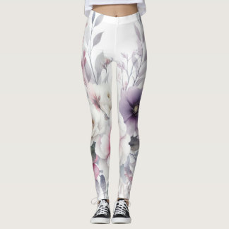 Leggings gráfico de acuarela floral pastel