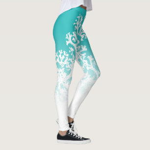 Leggings Gráfico de coral azul