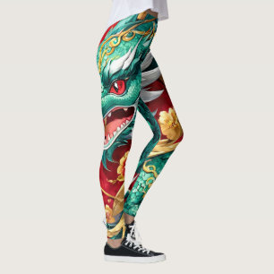 Leggings Gráfico de dragón chino elegante