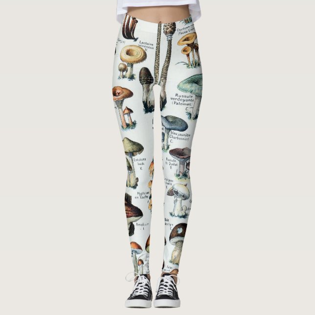 Leggings Gráfico de hongos comestibles vintage (Anverso)