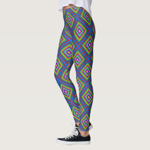 Leggings Gráfico de patrón geométrico cuadrado colorido mod