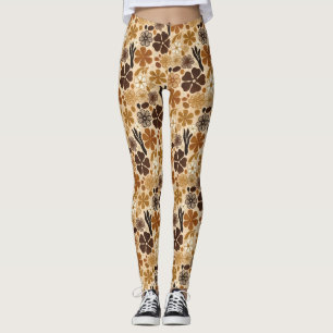 Leggings Gráfico floral retro de los años 70