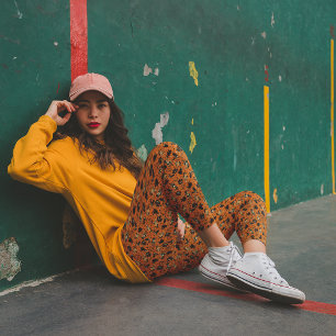Leggings Gráficos de Halloween de estilo vintage naranja y