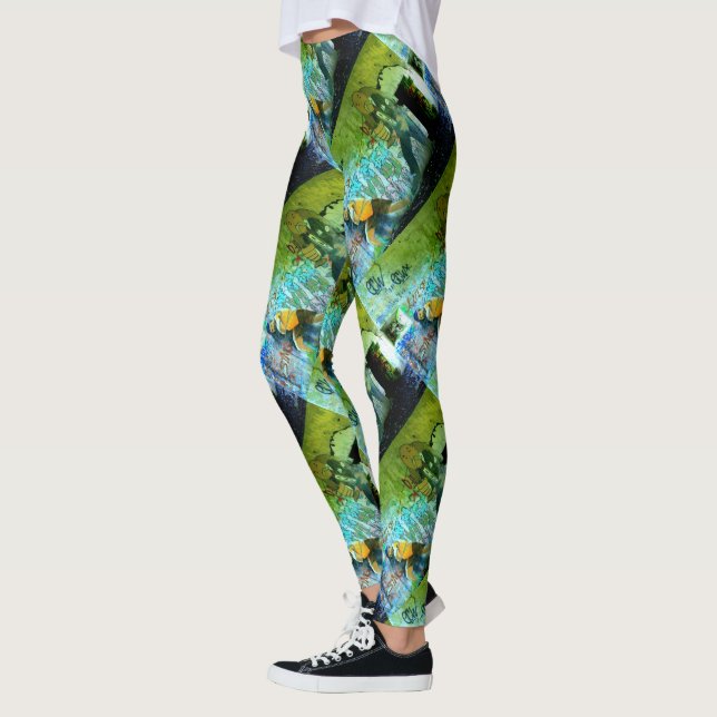 Leggings grafiti abstracto verde azul (Izquierda)