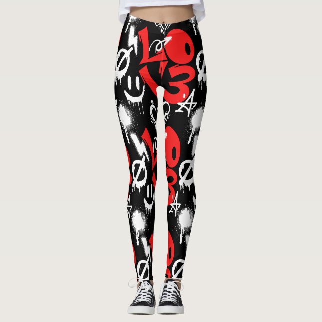 Leggings grafitti LOVE B. Black BG (Anverso)