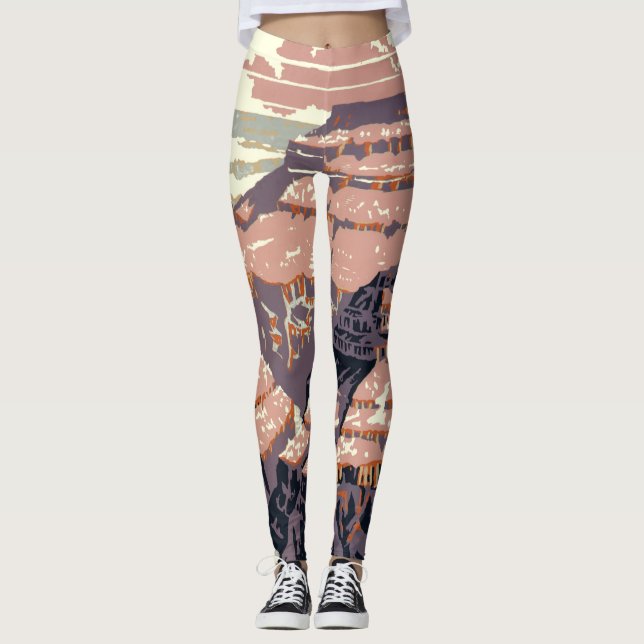 Leggings Gran Cañón de arte gráfico occidental americano (Anverso)
