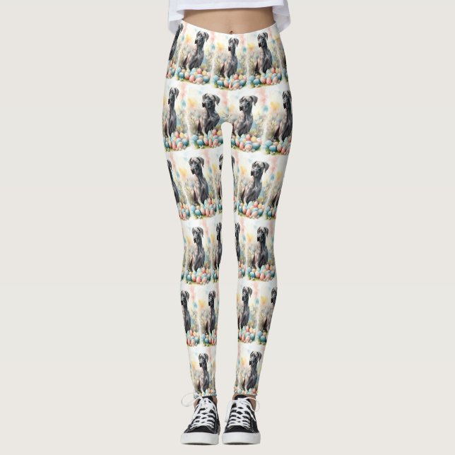 Leggings Gran danés con huevos de Pascua (Anverso)