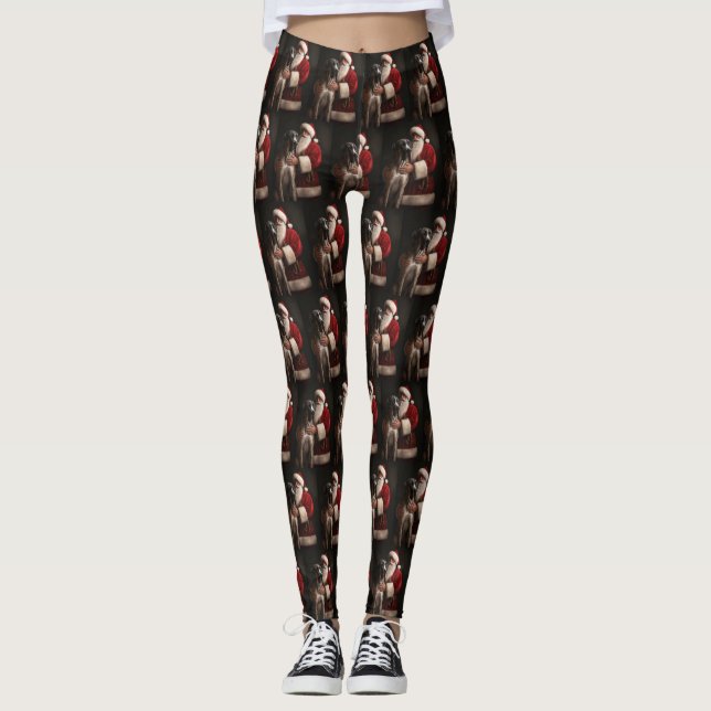 Leggings Gran danés con Navidades festivos de Santa Claus (Anverso)