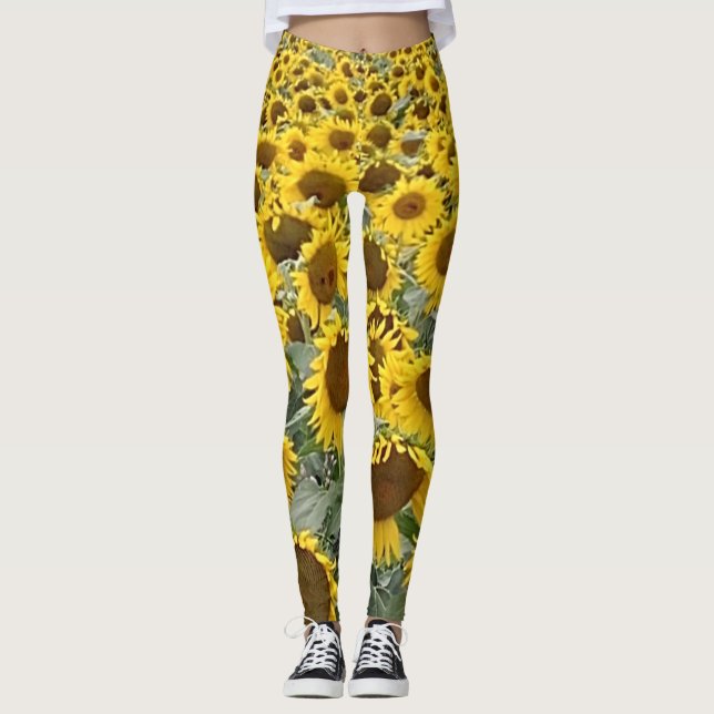 Leggings Gran Ejercicio De Yoga En Marcha De Los Girasoles  (Anverso)