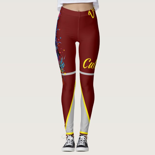 Leggings Gran gato de cultura divina besa choque amarillo (Anverso)
