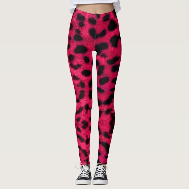 Leggings gran huella de leopardo rosa para (Anverso)