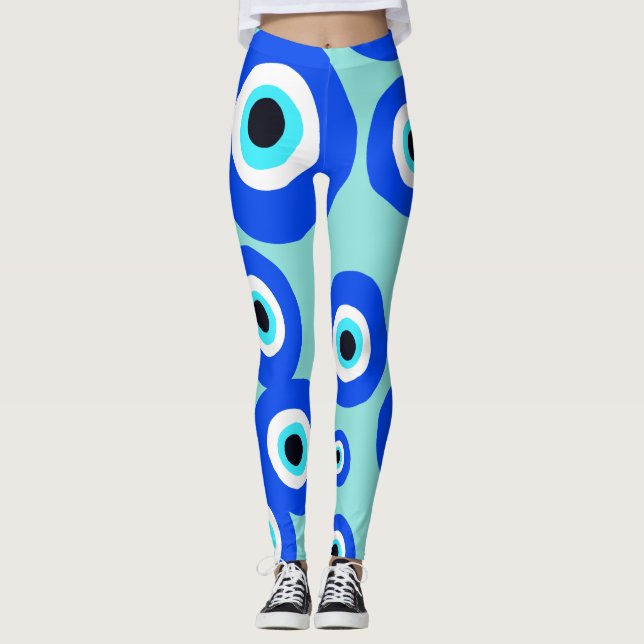 Leggings Gran Malvado Ojo Lucky Charm Azul Blanco Patterado (Anverso)