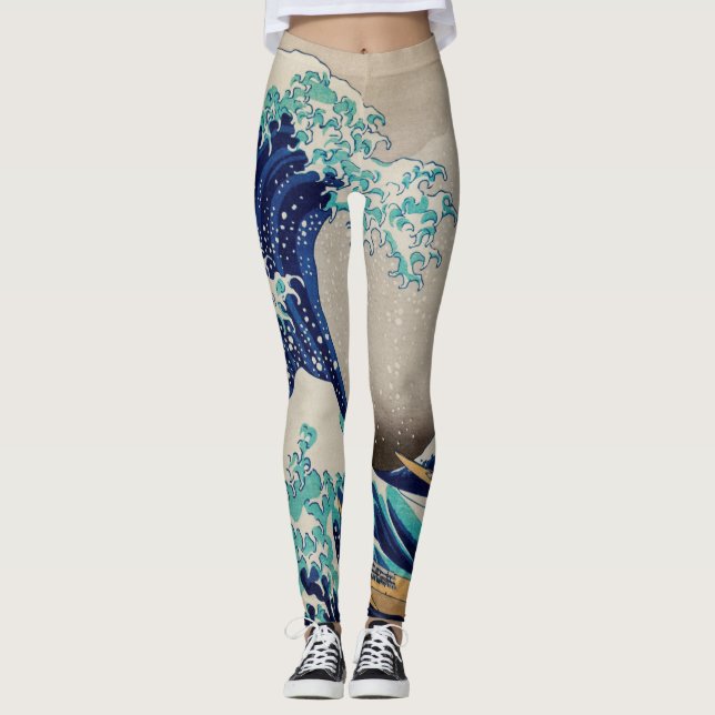 Leggings Gran Ola de Hokusai en Kanagawa. Arte japonés vint (Anverso)
