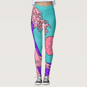 Leggings Gran ola de vaporwave: arte oceánico estilizado