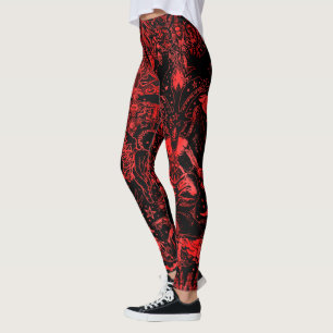Leggings Gran patrón rojo victoriano bafomet gótico