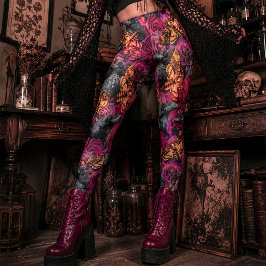 Leggings Gran polilla cabeza de muerte oscura gótica cuervo