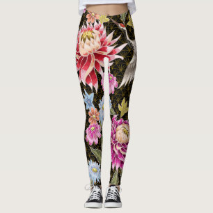Leggings Gránas de Asters: estilo japonés sin costuras pint