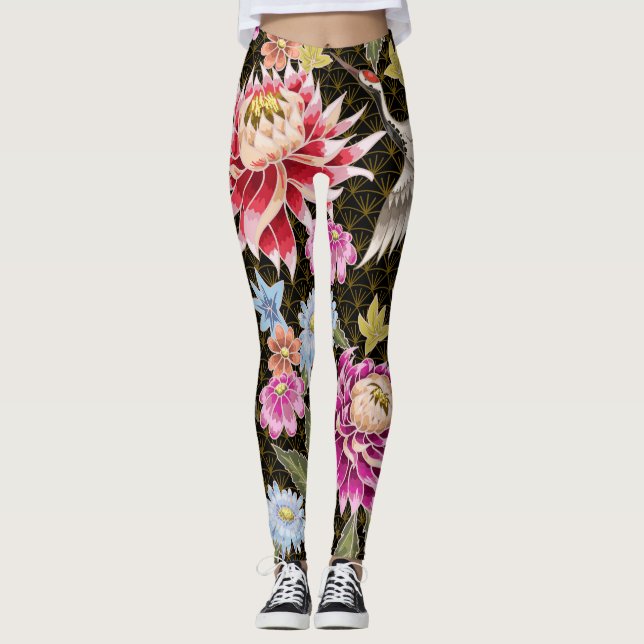 Leggings Gránas de Asters: estilo japonés sin costuras pint (Anverso)