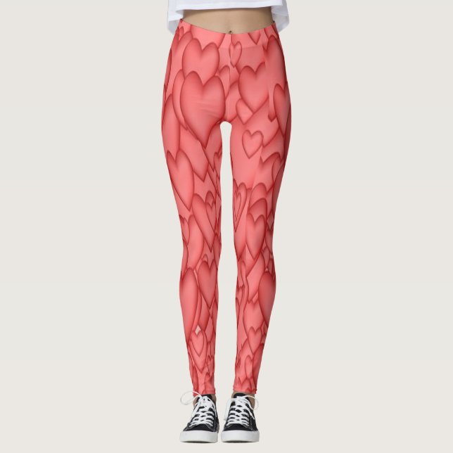 Leggings ¡Grandes corazones ROJOS Y ROJOS! PANTALLAS DE YOG (Anverso)