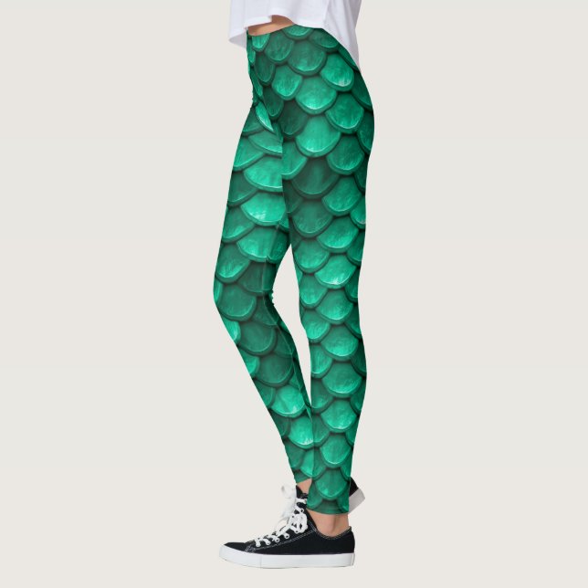 Leggings Grandes escalas verdes de sirena (Izquierda)