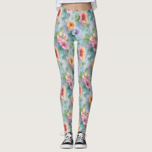 Leggings Grandes Flores de Papel Coloridas