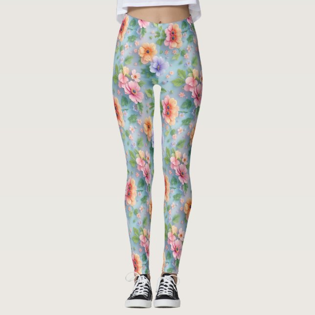 Leggings Grandes Flores de Papel Coloridas (Anverso)