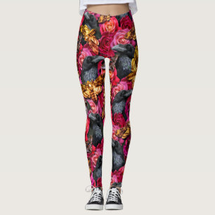 Leggings Grandes Rosas de cabeza de muerte Hawk Moths Gothi
