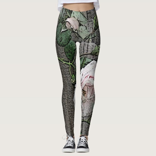 Leggings Grandes Rosas en madera (Anverso)