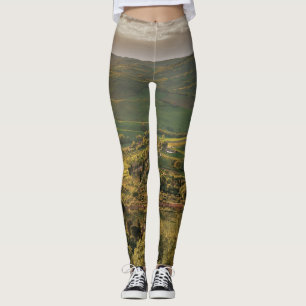 Leggings Granjas rurales italianas, puesta de sol toscana.