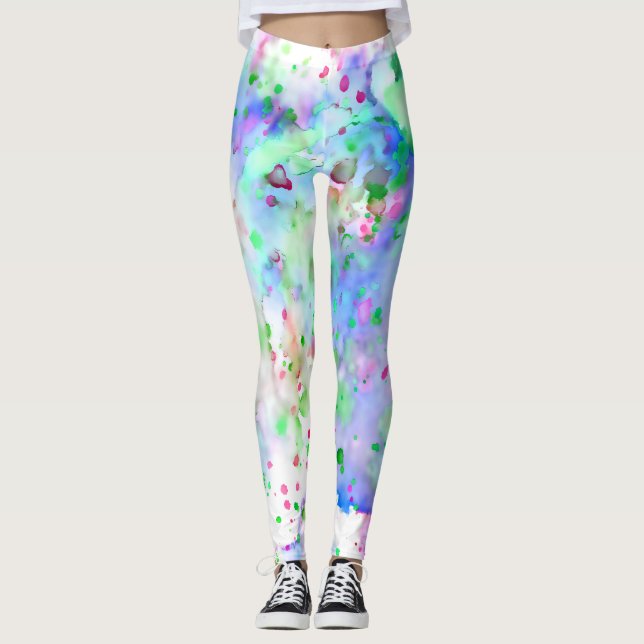 Leggings Grasa azul verde morado y pintura rosada (Anverso)