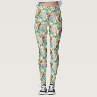 Leggings Gray Aqua Cherubs