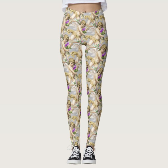 Leggings Gray Gold Cherubs (Anverso)