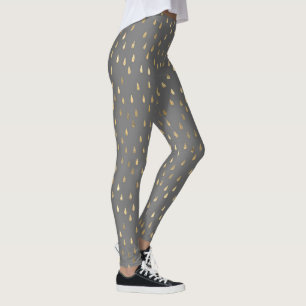 Leggings Gray Gold Raindrop Yoga moderno de moda