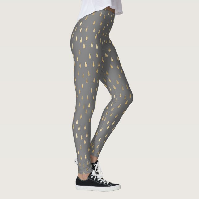 Leggings Gray Gold Raindrop Yoga moderno de moda (Derecha)