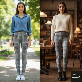 Leggings Grayscale Repeating Medium-Scale Plaid Texture