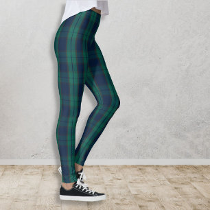 Leggings Green Blue Black Watch Plaid Scottish Tartán