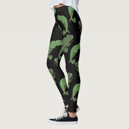 Leggings Green Chameleons Lizard Art
