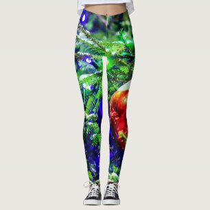 Leggings Green Christmas Tree Red Ball
