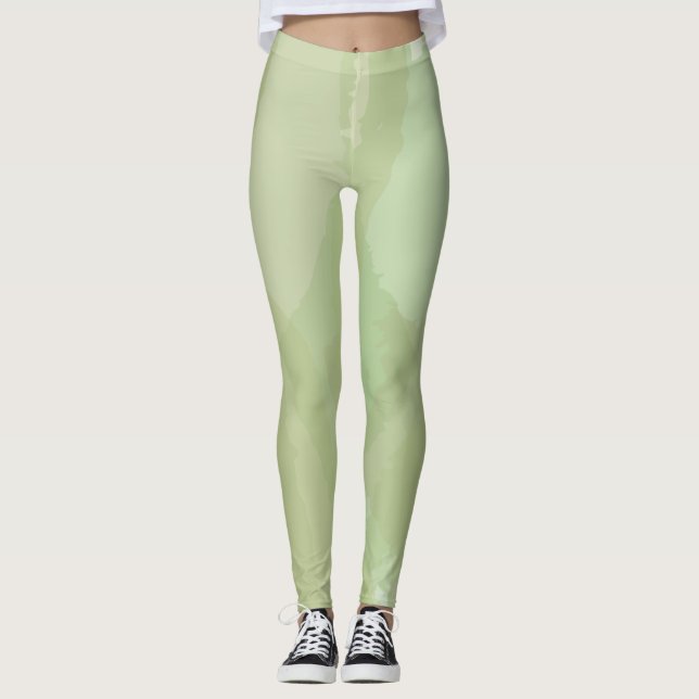 Leggings Green, cool, trendy watercolor abstract pattern (Anverso)