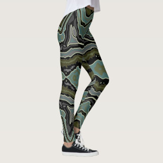 Leggings Green Crazy Lace Agate Funky Boho
