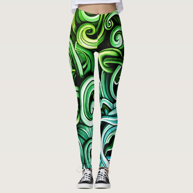Leggings Green Energy Swirls (Anverso)