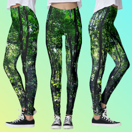 Leggings Green Forest Photographic Nature