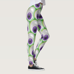 Leggings Green GIGHT Purple Eyeball Halloween Creepy