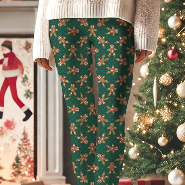 Leggings Green Gingerbread Man Polka Dot Navidades (Subido por el creador)