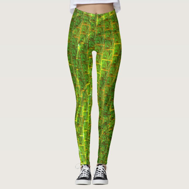 Leggings Green images and square shaped with yellowish (Anverso)